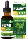 수면 지원을위한 Mugwort 허브 액체 드롭, Mugwort Leaves (Artemisia vulgaris) Relaxation Support, Valerian Chamomile Tulsi Lavender Extract.2oz와 초본 보충