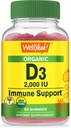 WellYeah 유기 비타민 D3 2,000 IU (50 mcg) Gummies - 뼈, 근육 힘 및 면역력을 지원하십시오 - 비 GMO, 글루텐 무료 - USDA 유기 - 자연적인 풍미 - 60 Gummies
