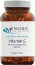 신진 대사 유지 비타민 E 복합체 (Mixed Tocopherols) 400 IU D-Alpha D-Beta D-Gamma + D-Delpha 보충 - 심장 혈관 + 산화 지원 (90 캡슐)