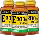 MASON NATURAL 비타민 E 90 mg (200 IU) - 산화 방지제 및 정유성, 건강한 면역 체계, 피부 및 눈, 전체적인 몸 보충교재, 100개의 Softgels (3의 포장)