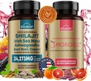 궁극적 인 산화 뭉치 - Shilajit 순수한 Himalayan 유기 & Morosil - Fulvic 산 추적 무기물, 아일랜드어 바다 모스, Ashwagandha, 구리, 사탕수수수 뿌리 - 비 GMO, 글루텐 - 무료, 채식 보충교재