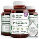 Natural Nutra Elemental Potassium Gluconate 99 mg Dietary Supplement - 에너지, 도움 Boost Nervous 시스템, 심장 건강, 미네랄 규정, 근육 기능 촉진 - 250 Vegan 정제