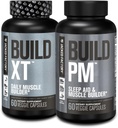Jacked Factory AM & PM Muscle Building Supplement Stack - Build-XT Muscle Builder & Build PM 야간 근육 성장 및 수면 보조