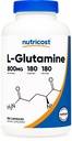 Nutricost L 글루타민 800mg, 180 캡슐 - 글루텐 무료, 비 GMO