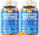 Probiotic Gummies, Multivitamins, 칼슘, 마그네슘과 소화 효소 - 모든 24 Essential Chewable Multi Enzymes - Papaya, Lipase, Amylase, Bromelain - Carbs, Proteins, Fats, 2Packs