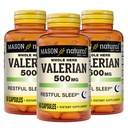 MASON NATURAL Valerian 뿌리 500 mg의 6 달 공급, 자연적인 잠 원조는, 건강한 & 회복 수면, 초본 보충교재, 3 팩을 승진시킵니다