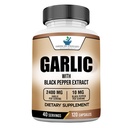 미국 표준 보충제 마늘 2400mg 블랙 페퍼 과일 추출물로 서빙 당 - Vegan, 글루텐 무료, 비 GMO, 120 캡슐, 40 서빙