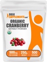 BulkSupplements.com 유기 크랜 베리 추출 분말 - 유기 크랜 베리 맛 분말, Vaccinium Macrocarpon 과일에서 소스 - Vegan & 글루텐 무료, 서빙 당 500mg, 250g (8.8 oz) (팩 1)