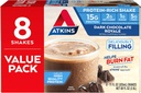 Atkins Gluten 무료 단백질 - Rich Shake, 다크 초콜릿 로얄, Keto-Friendly, 8 개 (팩 1)