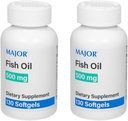 MAJOR 물고기 기름 500mg Softgels - Omega-3 물고기 기름 보충교재 - 규정식 보충교재 - 130 조사 (2 팩)