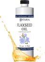 자연적으로 성장한 Zatural Flaxseed 기름 100% 순수한 Flax씨 찬 눌러진 Vegan 오메가 지방산 16oz