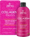 Zena Liquid Collagen + Biotin : 2500mg Collagen, 5000mcg Biotin, Verisol 공식 | 헤어, 피부, 네일 및 조인트 지원 | 비 GMO, 혼합 베리 맛 | 90 인분