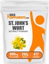 BulkSupplements.com St. John 's Wort Extract - St. Johns Wort Supplement, Mood를위한 초본 보충 - Vegan & 글루텐 무료, 서빙 당 600mg, 250g (8.8 oz) (팩 1)