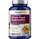 NusaPure Quercetin with Bromelain 500mg |120 Veggie Cap | 43 과일 Veggie 곡물 허브 효소 프로바이오틱 혼합 | 비 GMO, Vegan, Bioperine