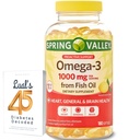 봄 밸리 오메가-3 물고기 기름 연약한 젤, 1000 mg, 180 조사, 규정식 보충교재, Lual의 45 당뇨병을 가진 Omega-3 지방산 뭉치 암호로 고쳐 쓴