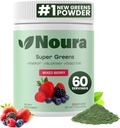 Super Greens Powder, 60 서빙 - 면역, 에너지를위한 소화 효소 및 Probiotics, Gut Health, 여성을위한 Bloating Relief - Greens Superfood Powder - 혼합 Berry