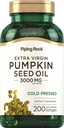 Piping Rock Pumpkin Seed Oil Softgel 캡슐 | 200 개 | Cold Pressed Herbal Supplement | 오메가 6 및 9가있는 추가 버진 | Non-GMO, 글루텐 프리