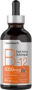 Horbaach B12 비타민 5000 mcg 하위 언어 | 4 Fl Oz | Methylcobalamin 및 Cyanocobalamin | 액체 채식 쓰레기 | 베리 맛 | 비 GMO & 글루텐 무료 보충