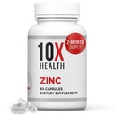 10X 건강 아연 보충 교재 - DNA & Protein Synthesis, 전반적인 웰빙 및 면역 지원 보충교재를 위한 아연 30mg - 높게 흡수성 비타민 (60의 캡슐)를 포함합니다