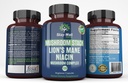 Niacin가있는 Lion Mane Mushroom 보충 캡슐 | 터키 꼬리 버섯, Chaga Mushroom 및 Reishi 버섯 추출물, 버섯 보충 캡슐이있는 버섯 복합 캡슐