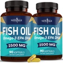 NEW AGE 오메가 3 생선 오일 2500mg 보충 비 GMO - EPA, DHA 지방산 글루텐 무료 (180 Softgels 2) 포장)