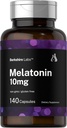 Horbäach Berkshire Labs Melatonin 10mg | 140 빠른 릴리스 캡슐 | 추가 강도 공식 | 비 GMO, 글루텐 무료 보충