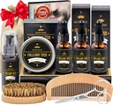 Men Grooming & Care W/3 Pack Beard Oil, Wash, Balm, Comb, Brush, Scissors, Anniversary Valentines Birthday Fathers Gifts Idea for 남편의 Boyfriend 아빠 남성 크리스마스 스타킹