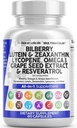 Bilberry Lutein과 Zeaxanthin 보충 교재를 가진 청결한 Nutra 눈 비타민은 40mg Resveratrol 포도씨 Astaxanthin 눈 - 눈 배려 건강 지원 눈 비타민과 무기물 보충교재를 보충합니다