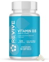 Revive MD 비타민 D3 보충교재, 5000 IU - Immune 지원, 칼슘 흡수, 뼈 & 근육 건강을 위한 높은 힘 Cholecalciferol - 충전물 없이 비 GMO 규정식 보충교재 - 60 Softgels