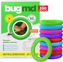 BugMD 10 팩 Mosquito 팔찌, 성인 & 아이를 위한 DEET 자유로운 밴드, 야영, 하이킹, 바닷가, 여행 & 옥외 정유를 위한 자연적인 & 방수 Citronella 팔찌