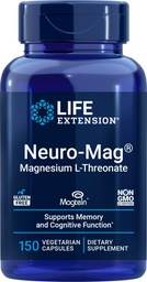 수명 연장 Neuro-Mag 마그네슘 L-Threonate, 150 채식 캡슐, 여자와 남자를 위한 Magtein 보충교재