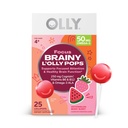 OLLY Focus Buddies L’OLLY Pops, Cognizin, 비타민 B6 및 B12, Omega-3 ALA, Focused Attention 및 건강한 두뇌 기능 지원, * 아이 4 다이어트 보충, 수박 딸기 맛, 25 조사