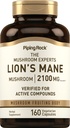 Piping Rock Lions Mane 버섯 보충 | 2100mg | 160 캡슐 | 여성 및 남성용 추출물 | 채식주의, 비 GMO 및 글루텐 무료