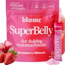 Blume 새로운 SuperBelly Gut 건강 및 On-Go Hydration Packets, Prebiotics, Probiotics, Apple Cider Vinegar, 비타민 C 및 전해질, Strawberry Hibiscus, 15 개의 스틱과 설탕 - 무료