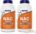 NOW 식품 NAC 1,000 mg, 250 정제 (팩 2), N-Acetyl-Cysteine 보충, 1000mg (1 그램) 정제 당 - 채식주의, 비 GMO