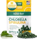 Sunlit Best Chlorella Spirulina Tablets - Organic USDA, Premium Spirulina 및 Chlorella Tablets 1000 Count - 조류가있는 Sun Chlorella Pure Natural Superfood, 효소 Chlorophyll & Vegan Protein