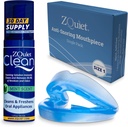 ZQuiet Anti-Snoring Mouthpiece 솔루션 - 컴포트 사이즈 #1 (단일 장치) + 클리너 (1.5oz Bottle) - 더 나은 밤의 수면을위한 미국 슬링 솔루션 (블루)