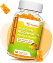 높은 흡수 칼슘 Gummies, 설탕 무료 칼슘 마그네슘 보충제 남성과 여성을위한 칼륨 비타민 D3 - Vegan, 오렌지 맛 60 Cts