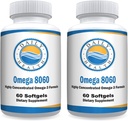 오메가 8060 2400mg 오메가 3 물고기 기름 합동 건강 보충교재 60 softgel - 2 달 공급 - 2pk