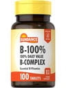 Sundance Vitamin B-Complex 100 % 일일 가치 | 100 정제 | 채식주의, 비 GMO 및 글루텐 무료 보충