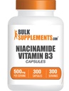 BulkSupplements.com Niacinamide 캡슐 - Niacinamide 보충교재, 비타민 B3 보충교재, Niacinamide 500mg - 글루텐 자유로운, 서빙 당 1개의 캡슐, 300의 캡슐 (1의 포장)