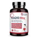 NATURE TARGET CoQ10-200mg-Softgels + PQQQ with Organic-Olive-Oil - 높은 흡수-Coenzyme-Q10 - 산화 방지제 - 건강 및 면역 지원, 에너지 생산, 120 서빙