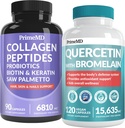 27-in-1 머리 피부와 못 비타민 (6810mg) w/Biotin와 콜라겐 머리 성장 비타민 Probiotics와 톱 Palmetto, 90 ct - 28-in-1 퀴르세틴 매일 면역 방어 (120ct)