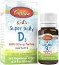 Carlson - Kid's Super Daily D3, 어린이 비타민 D Drops, 낙하 당 400 IU, 1 년 공급, 심장 & 면역 건강, 채식주의, 액체 비타민 D Drops, 불발, 365 방울