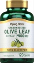 피핑 락 올리브 리프 추출물 캡슐 | 9000mg | 120 알약 | 150mg Oleuropein | 표준화 된 초본 보충 | 비 GMO, 글루텐 무료
