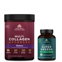고대 영양 다 교원질 진보된 분말 Cleanse & Detox, Unflavored, 36의 서빙 + 유기 최고 녹색 정제 90 조사