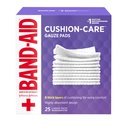 Band-Aid 브랜드 흡수성 쿠션 케어 스트레일 스퀘어 가우제 패드 미니 컷, 스크랩 및 화상, 비 접착, 부상 치료 드레싱 패드, 대형, 4 x 4 in, 25 ct