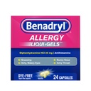 Benadryl Liqui-Gels Allergy 약, 염료 자유로운 액체 젤은 25 mg의 Diphenhydramine HCl 항히스타민을 가진 Runny Nose & Sneezing, 24의 ct 같이 알레르기 & 찬 증상의 기복을 위해 캡슐에 넣습니다