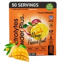 PowderVitamin Electrolytes 분말 플러스 (50 서빙) 망고 Passionfruit 전해질 분말 Zero Calorie Keto, 0 설탕, 아니 Maltodextrin, 1000mg 칼륨, 120mg 칼슘, 120mg 마그네슘, 하이드로 션 분말