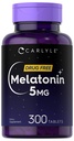 Carlyle Melatonin 5mg | 300 정제 | 마약 무료 보충 | 채식주의, 비 GMO, 글루텐 무료